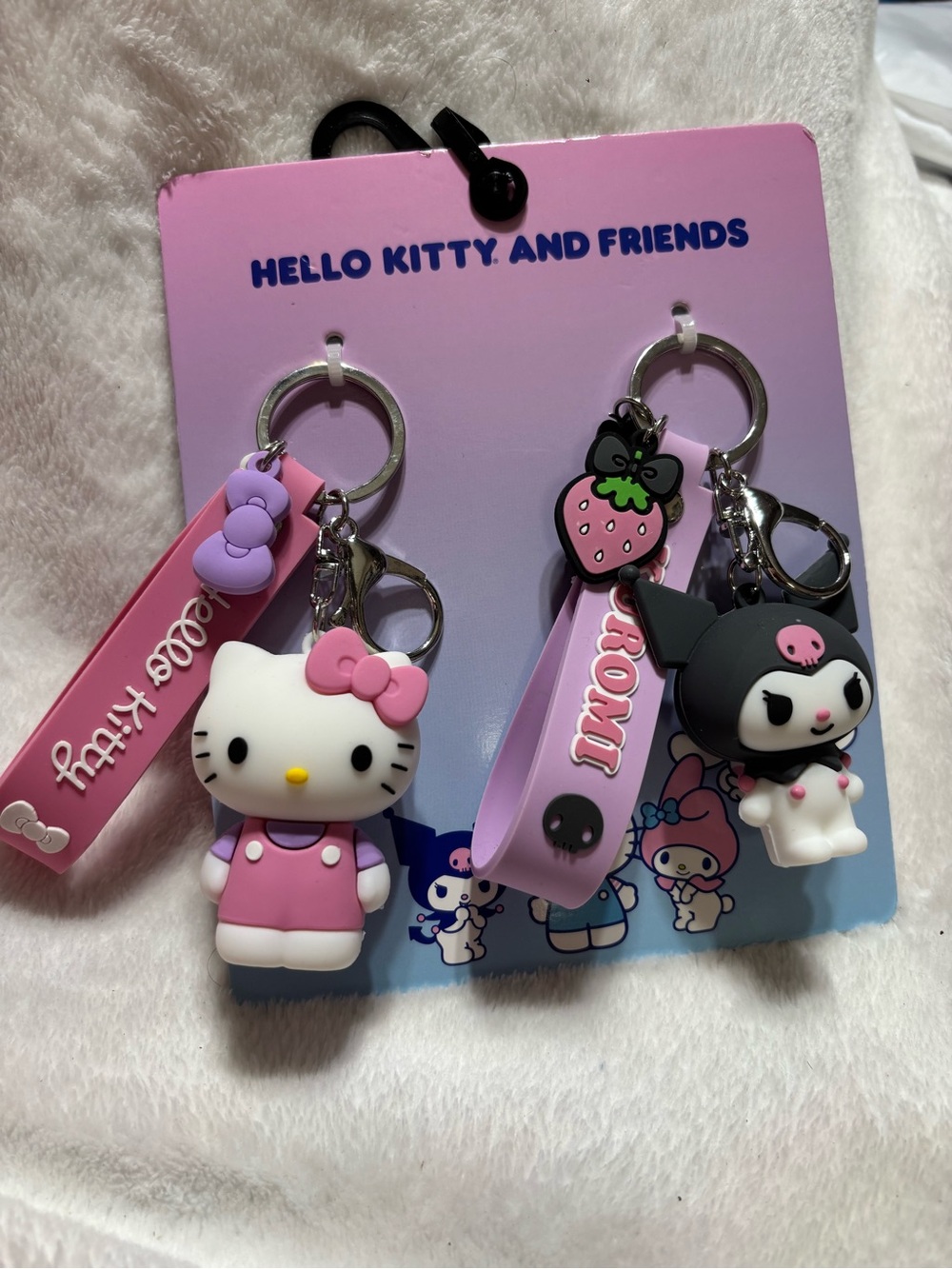 Hello Kitty Pink and Black Keychain Set - Hello Kitty & Kuromi